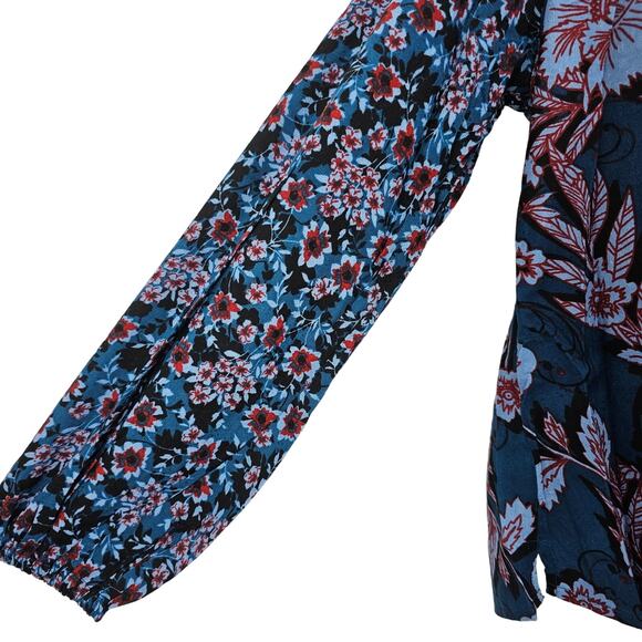 Band of the Free Womans size S Josie Sapphire Mixed Print Long Sleeve Top NEW - Picture 3 of 8